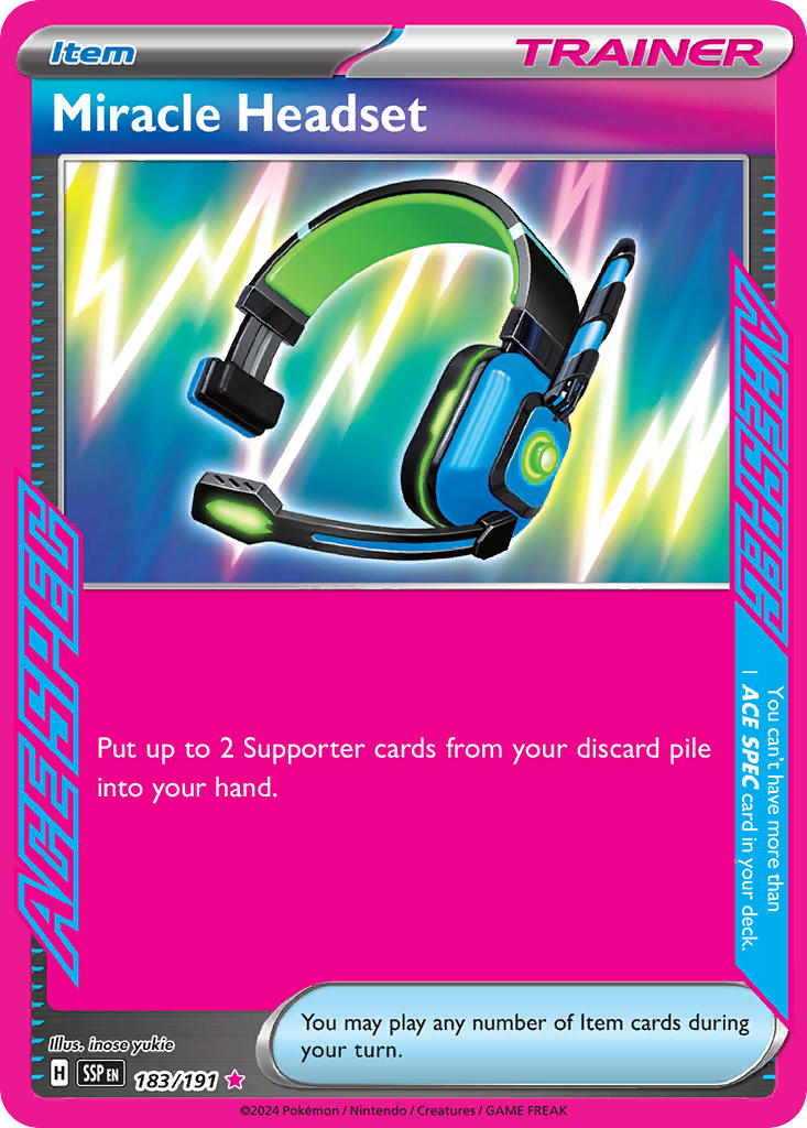 (183/191) Pokemon TCG Surging Sparks Single: Miracle Headset ACE Rare