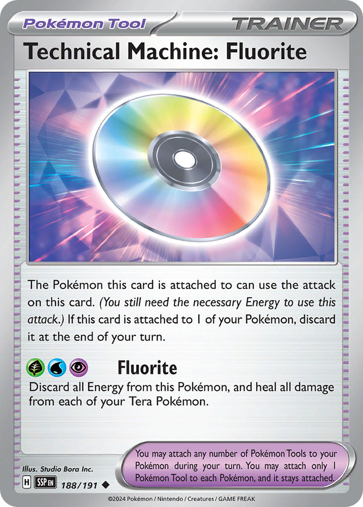 (188/191) Pokemon TCG Surging Sparks Single: Technical Machine: Fluorite Reverse Holo Uncommon