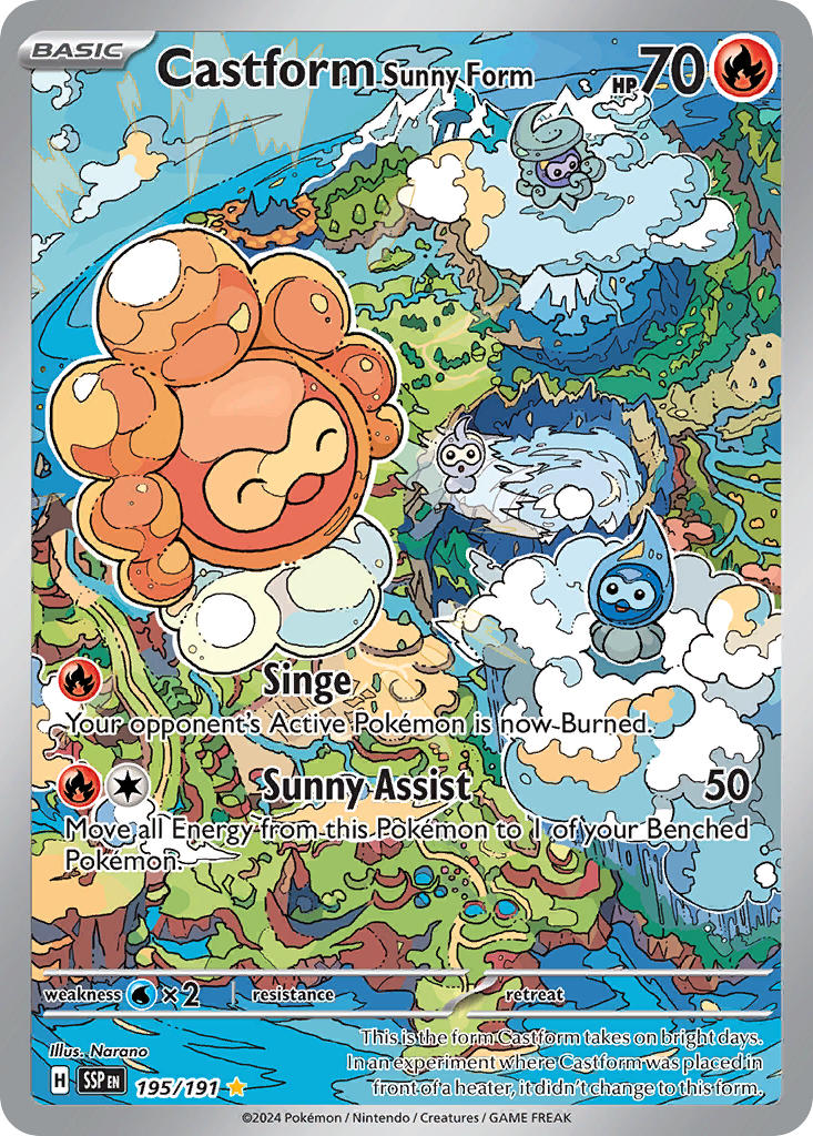 (195/191) Pokemon TCG Surging Sparks Single: Castform Sunny Form Illustration Rare