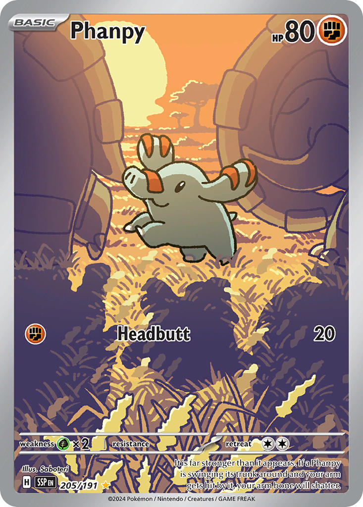 (205/191) Pokemon TCG Surging Sparks Single: Phanpy Illustration Rare