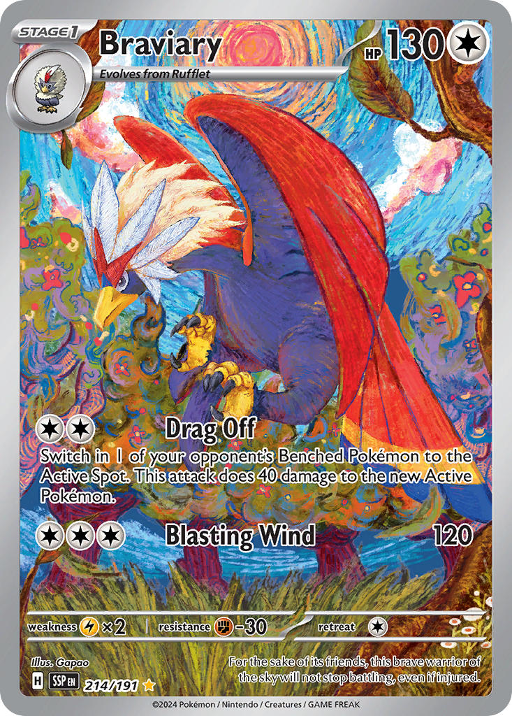 (214/191) Pokemon TCG Surging Sparks Single: Braviary Illustration Rare
