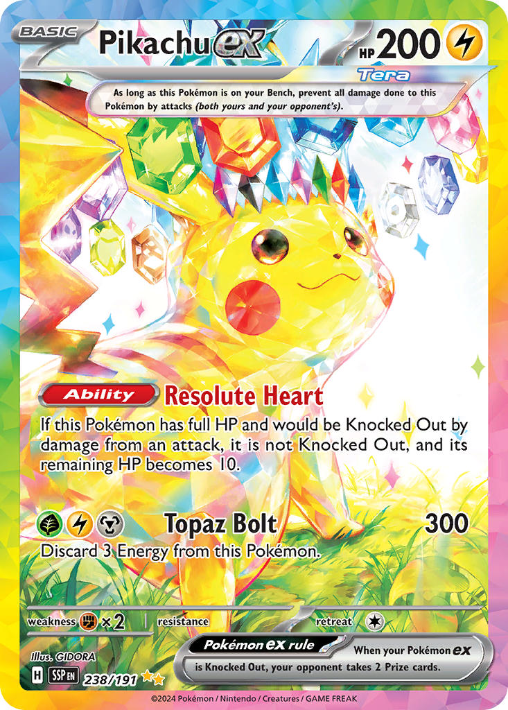 (238/191) Pokemon TCG Surging Sparks Single: Pikachu ex Special Illustration Rare
