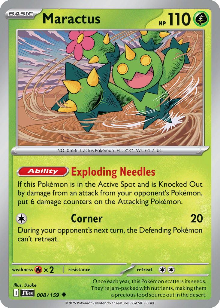 (008/159) Pokemon TCG Journey Together Single: Maractus Reverse Holo Uncommon