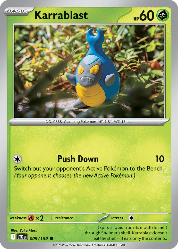 (009/159) Pokemon TCG Journey Together Single: Karrablast Reverse Holo Common