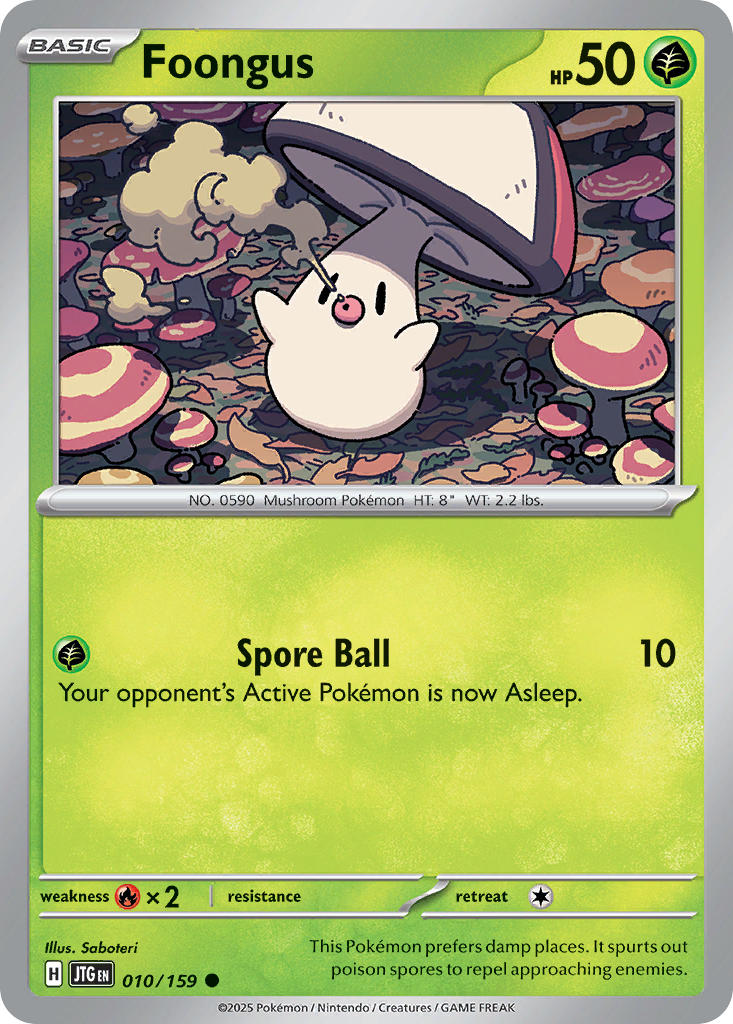 (010/159) Pokemon TCG Journey Together Single: Foongus Reverse Holo Common