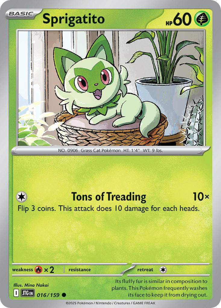 (016/159) Pokemon TCG Journey Together Single: Sprigatito Reverse Holo Common