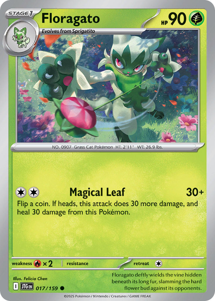(017/159) Pokemon TCG Journey Together Single: Floragato Reverse Holo Common