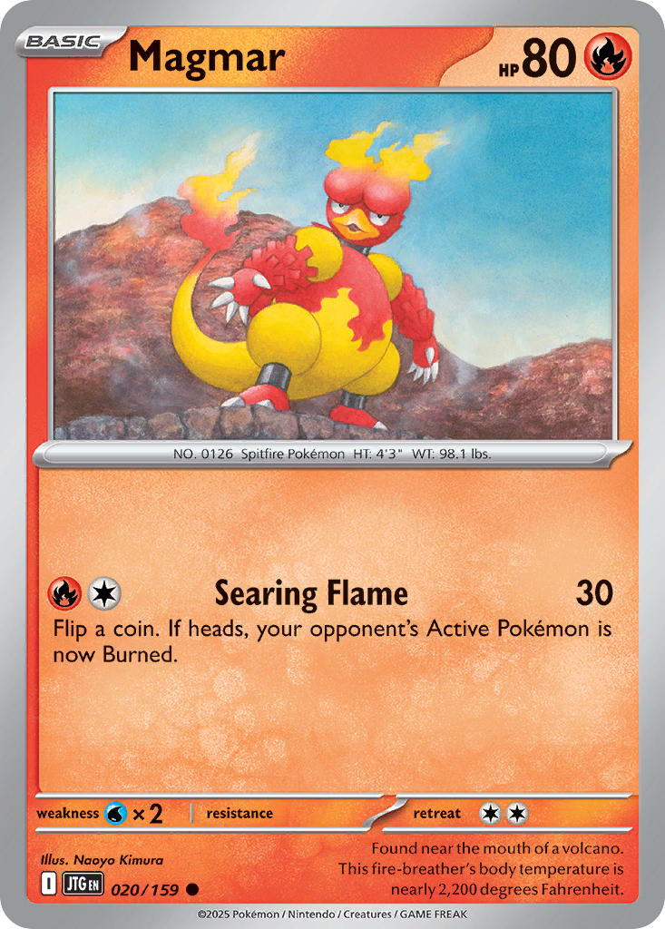 (020/159) Pokemon TCG Journey Together Single: Magmar Reverse Holo Common