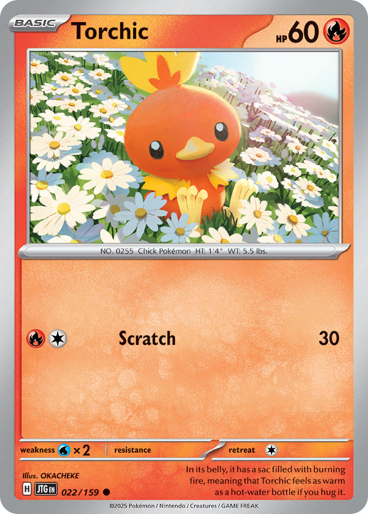 (022/159) Pokemon TCG Journey Together Single: Torchic Reverse Holo Common