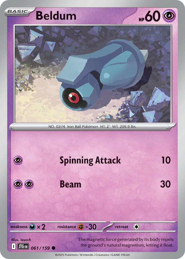 (061/159) Pokemon TCG Journey Together Single: Beldum Reverse Holo Common