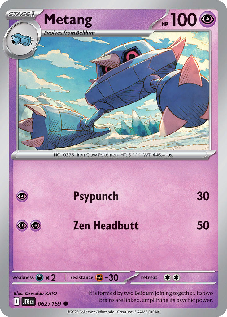 (062/159) Pokemon TCG Journey Together Single: Metang Common