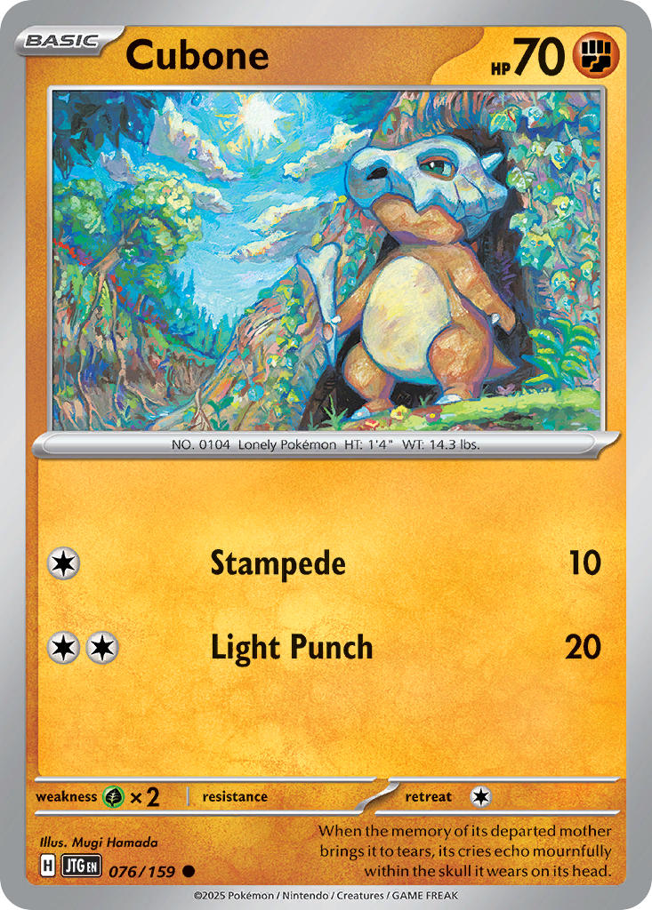 (076/159) Pokemon TCG Journey Together Single: Cubone Reverse Holo Common