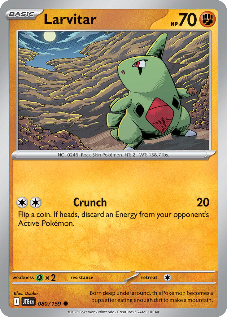 (080/159) Pokemon TCG Journey Together Single: Larvitar Reverse Holo Common