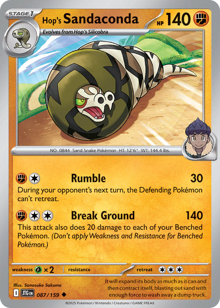 (087/159) Pokemon TCG Journey Together Single: Hop's Sandaconda Uncommon