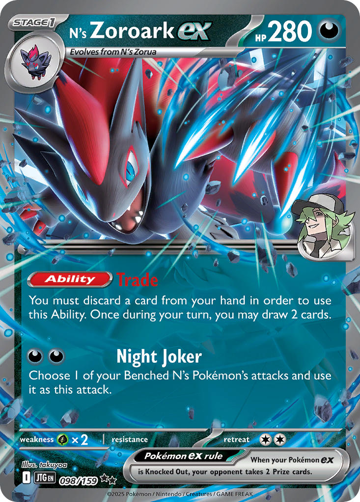 (098/159) Pokemon TCG Journey Together Single: N's Zoroark ex Double Rare