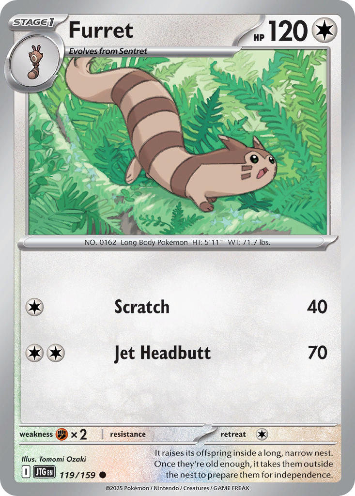 (119/159) Pokemon TCG Journey Together Single: Furret Common