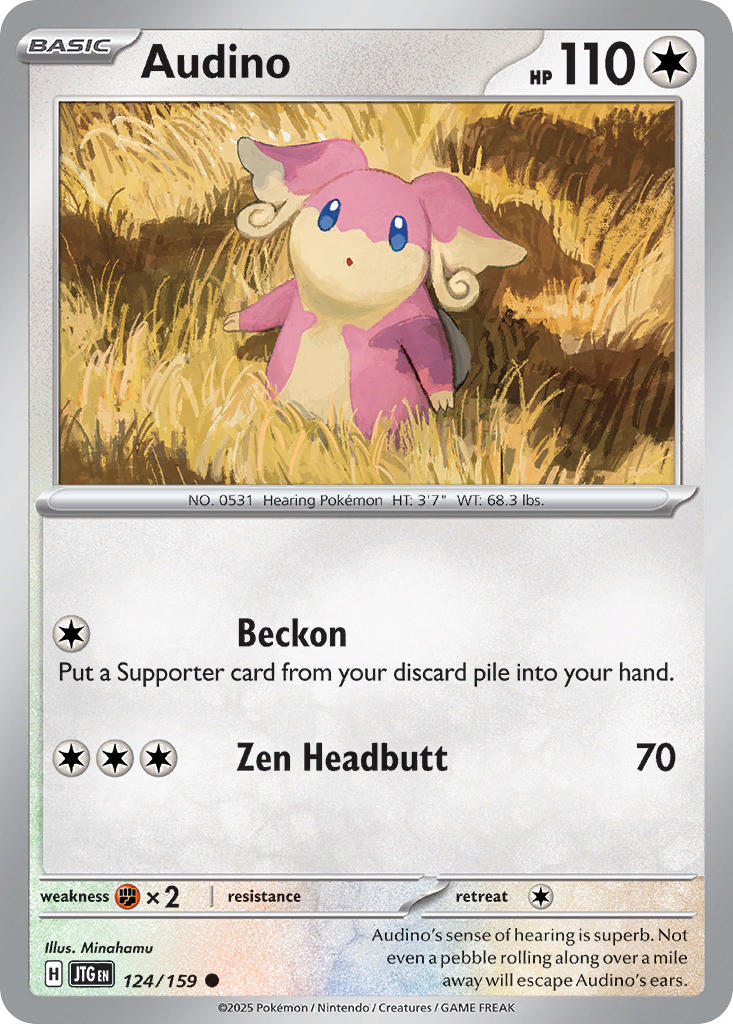(124/159) Pokemon TCG Journey Together Single: Audino Reverse Holo Common