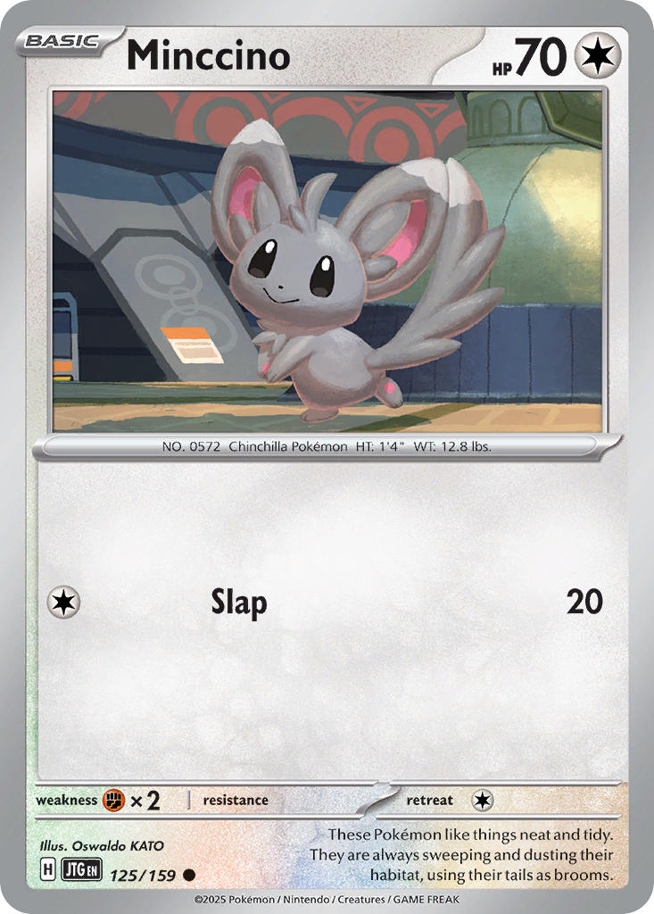 (125/159) Pokemon TCG Journey Together Single: Minccino Reverse Holo Common