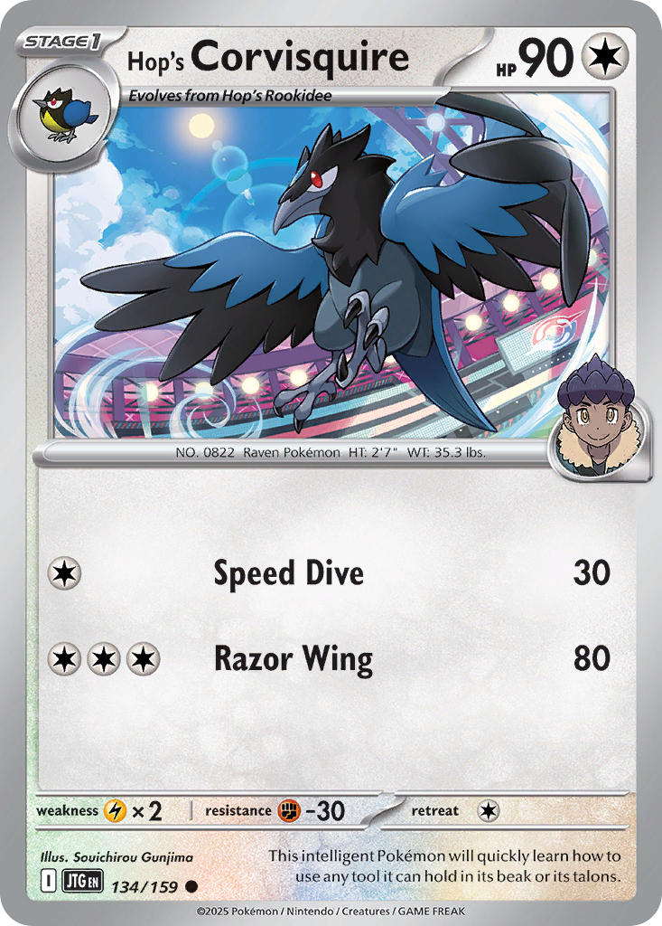 (134/159) Pokemon TCG Journey Together Single: Hop's Corvisquire Common