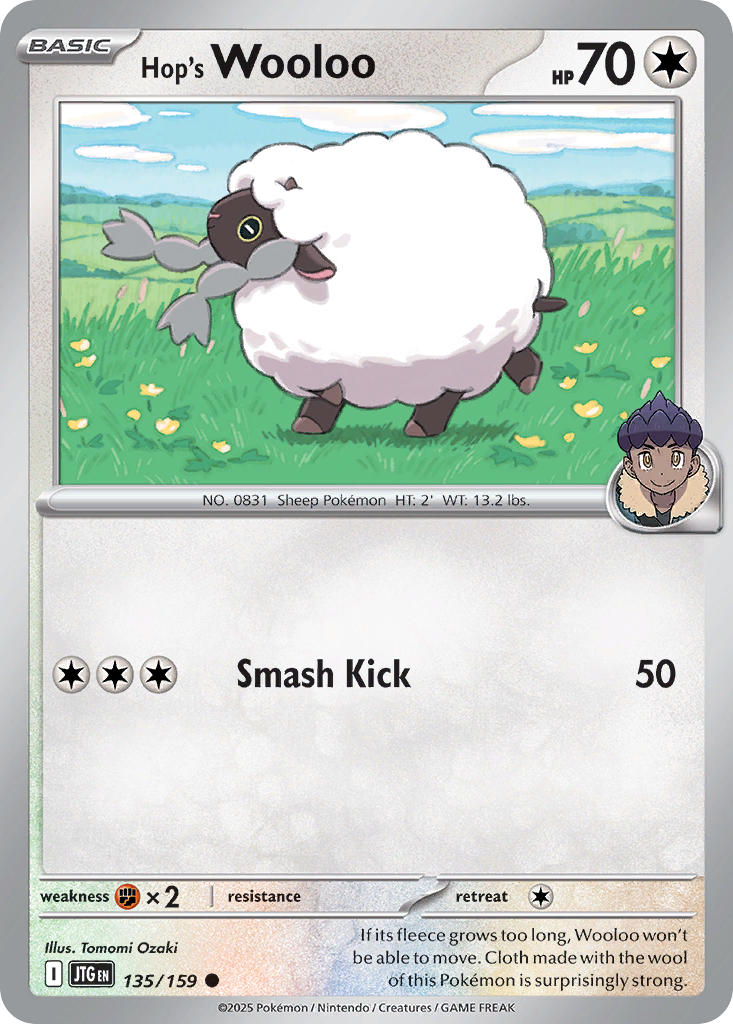 (135/159) Pokemon TCG Journey Together Single: Hop's Wooloo Reverse Holo Common
