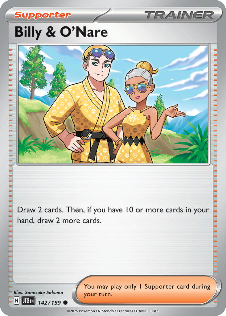 (142/159) Pokemon TCG Journey Together Single: Billy and O'Nare Reverse Holo Common