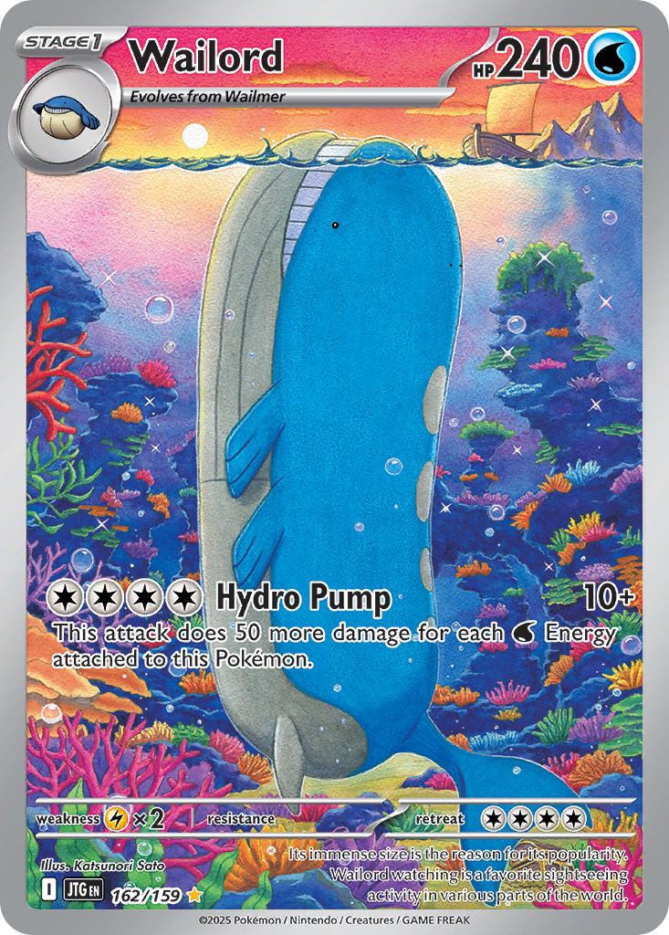 (162/159) Pokemon TCG Journey Together Single: Wailord Illustration Rare
