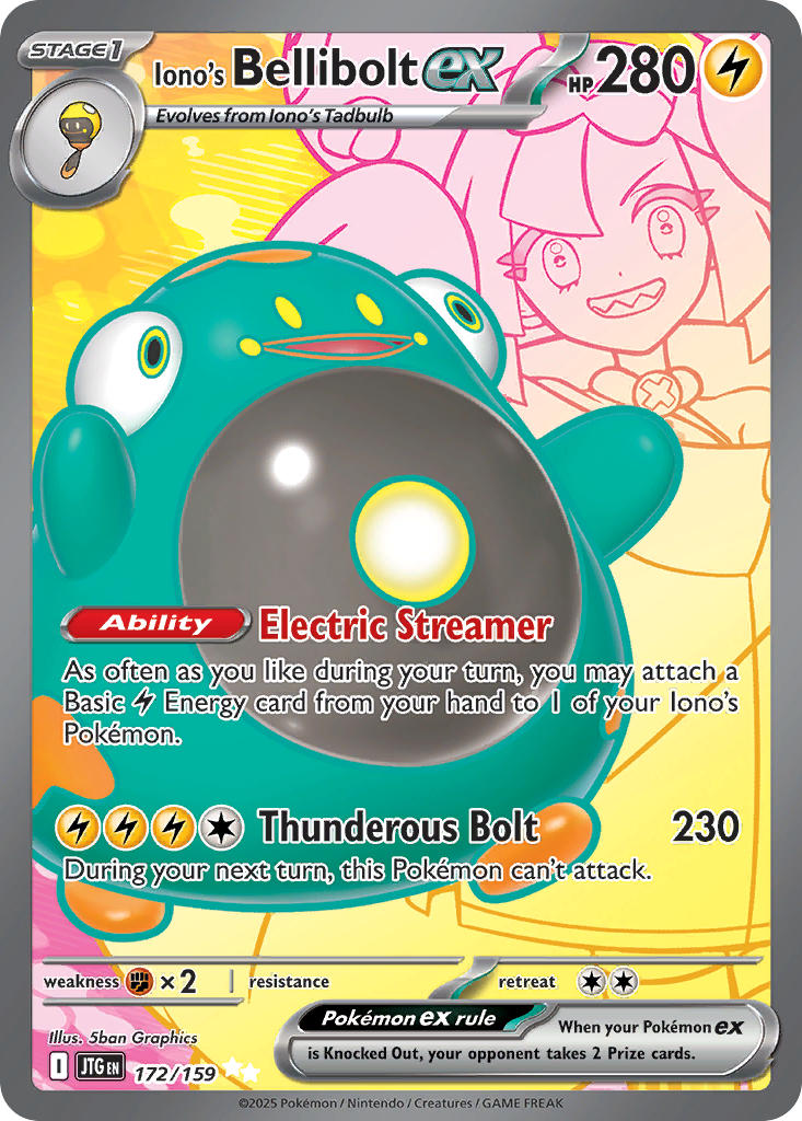 (172/159) Pokemon TCG Journey Together Single: Iono's Bellibolt ex Ultra Rare