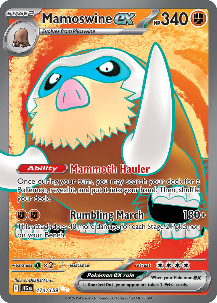 (174/159) Pokemon TCG Journey Together Single: Mamoswine ex Ultra Rare