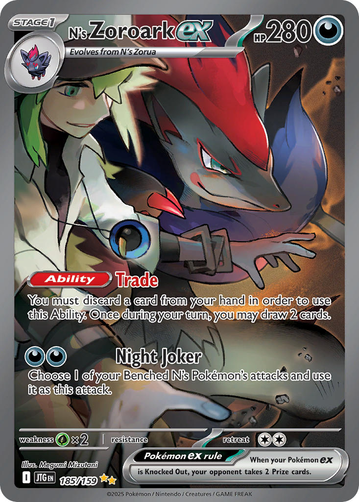 (185/159) Pokemon TCG Journey Together Single: N's Zoroark ex Special Illustration Rare