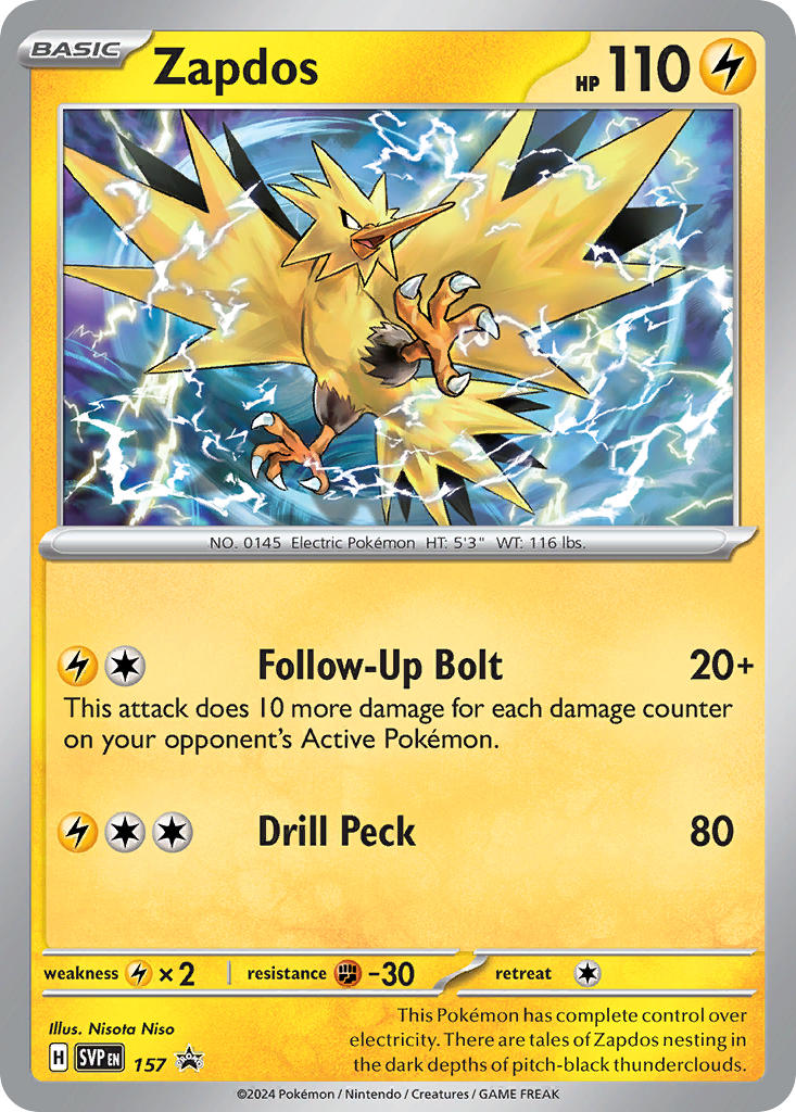(157) Pokemon TCG SV Black Star Promos Single: Zapdos Promo