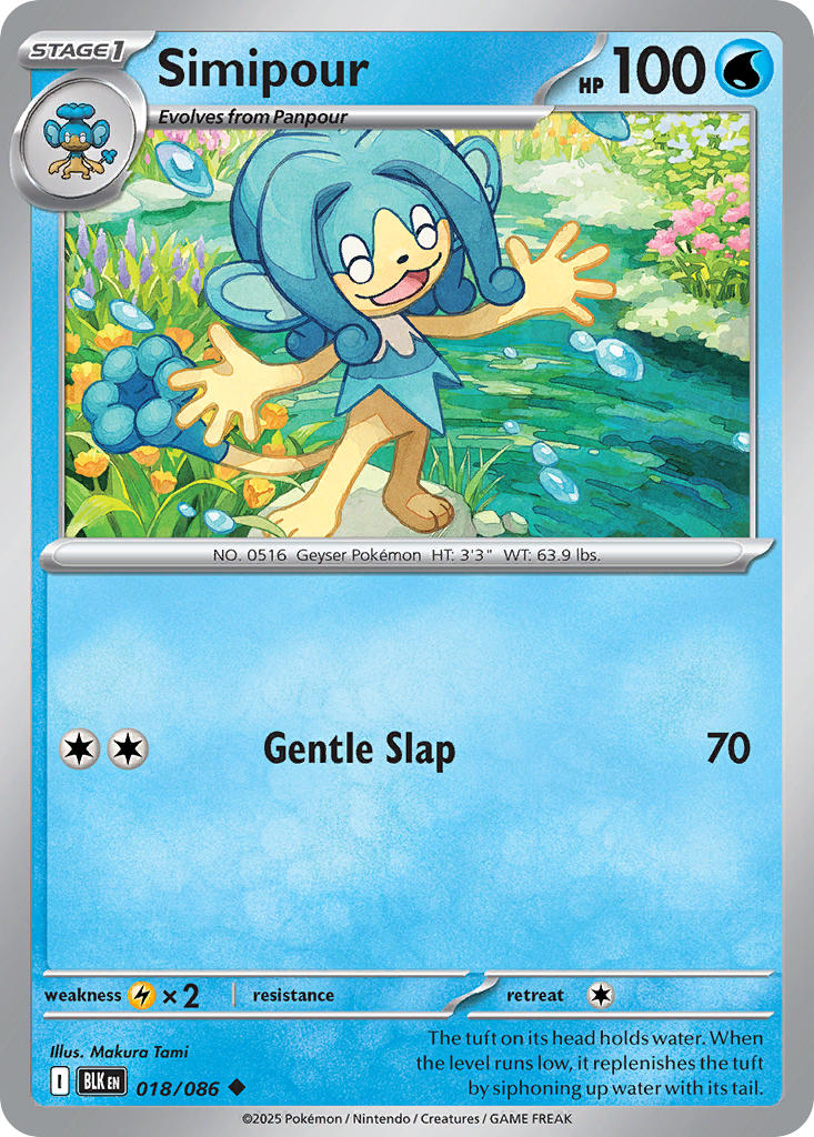 (018/086) Pokemon TCG Black Bolt: Additionals Single: Simipour Uncommon Master Ball Holo