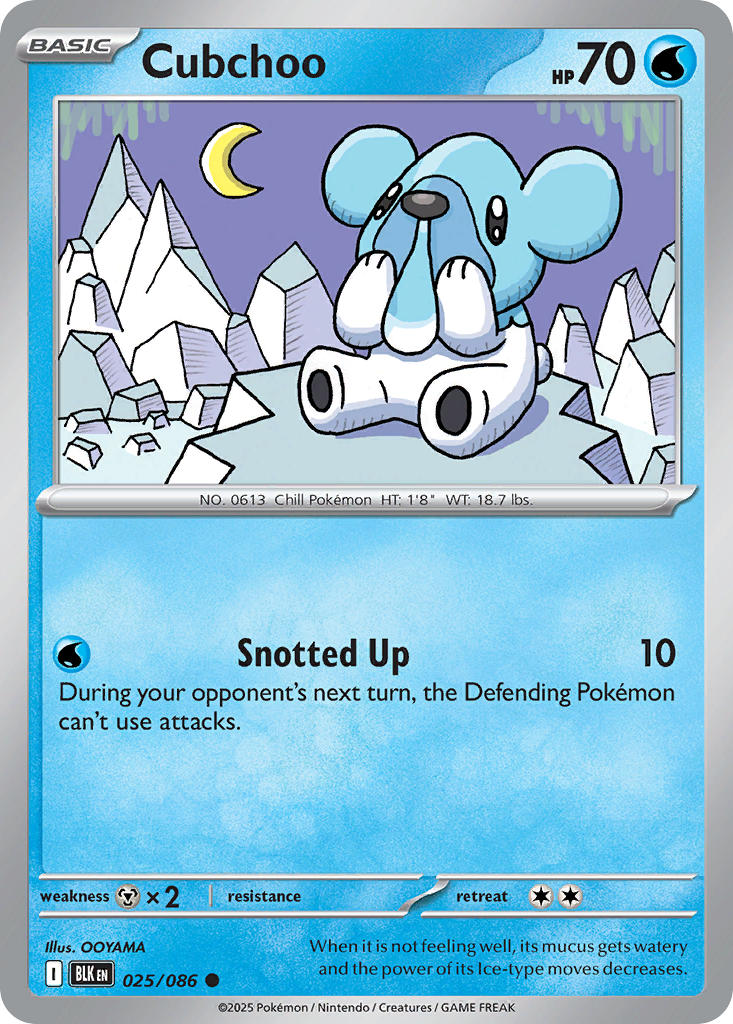(025/086) Pokemon TCG Black Bolt Single: Cubchoo Reverse Holo Common