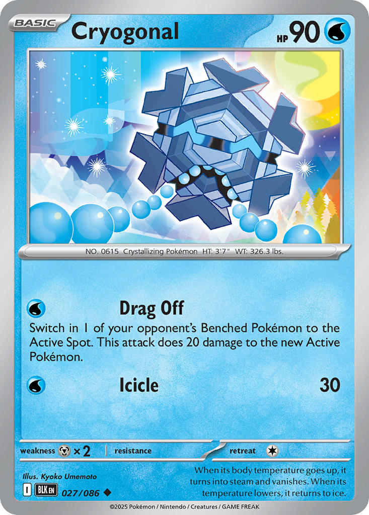 (027/086) Pokemon TCG Black Bolt Single: Cryogonal Reverse Holo Uncommon