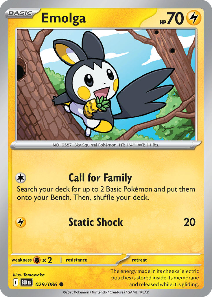 (029/086) Pokemon TCG Black Bolt: Additionals Single: Emolga Common Poké Ball Holo