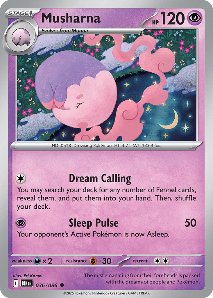 (036/086) Pokemon TCG Black Bolt Single: Musharna Reverse Holo Uncommon