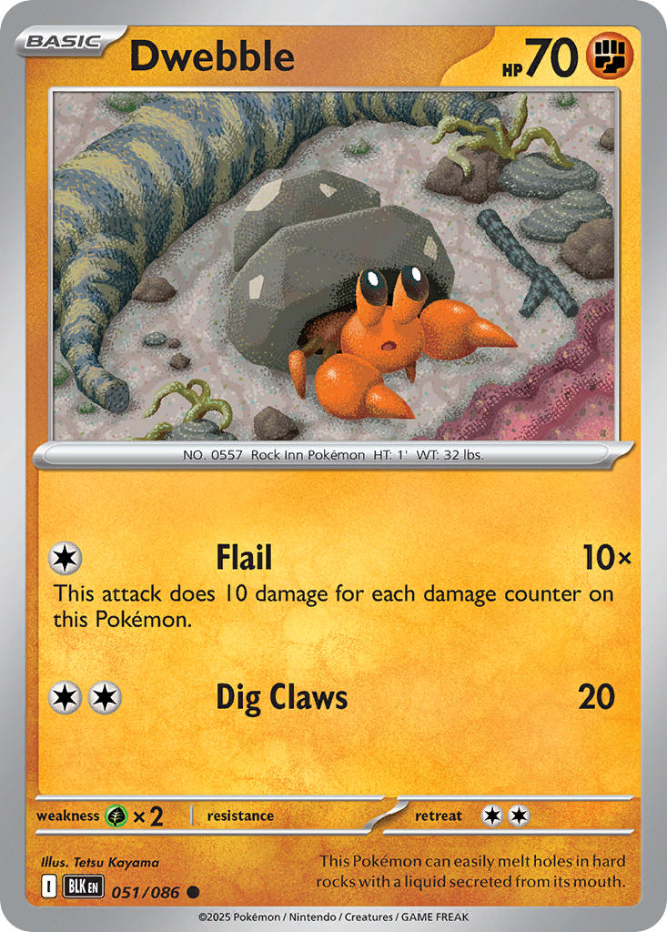 (051/086) Pokemon TCG Black Bolt Single: Dwebble Common
