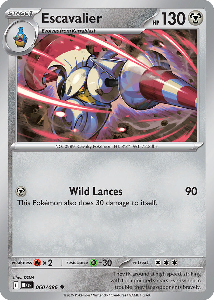 (060/086) Pokemon TCG Black Bolt Single: Escavalier Reverse Holo Uncommon