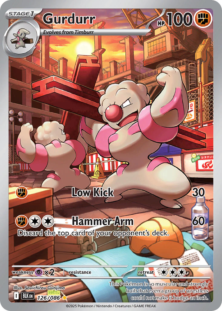 (126/086) Pokemon TCG Black Bolt Single: Gurdurr Illustration Rare