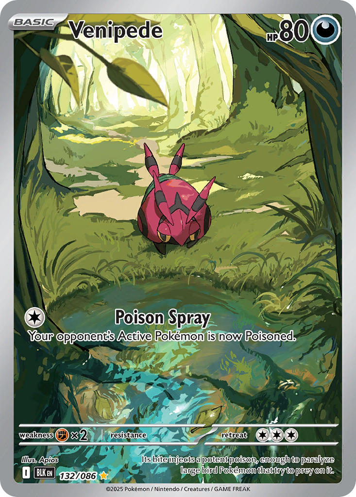(132/086) Pokemon TCG Black Bolt Single: Venipede Illustration Rare