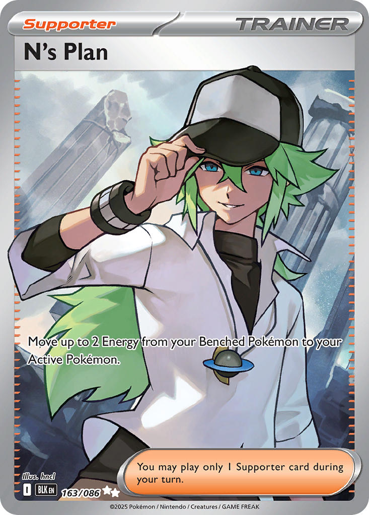 (163/086) Pokemon TCG Black Bolt Single: N's Plan Ultra Rare
