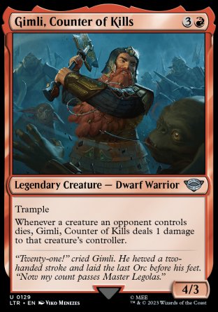 (129) Magic The Gathering The Lord of the Rings: Tales of Middle-earth Single: Gimli, Counter of Kills  Uncommon