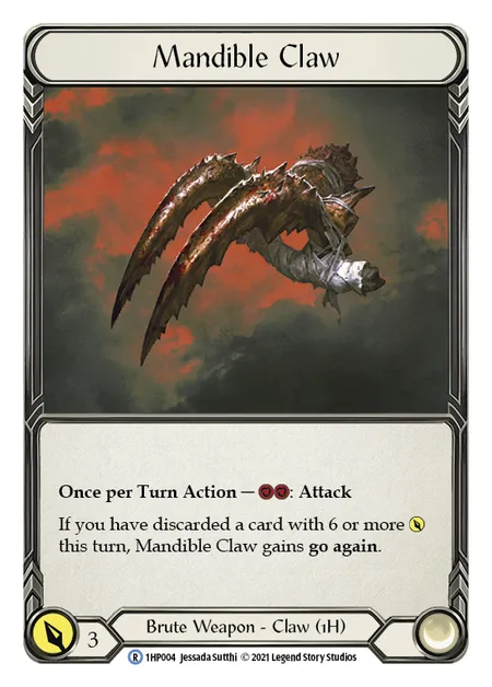 (1HP004) Flesh & Blood TCG History Pack 1 Single: Mandible Claw (Regular) Rare