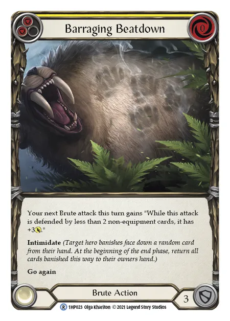 (1HP023) Flesh & Blood TCG History Pack 1 Single: Barraging Beatdown (Yellow) (Regular) Rare