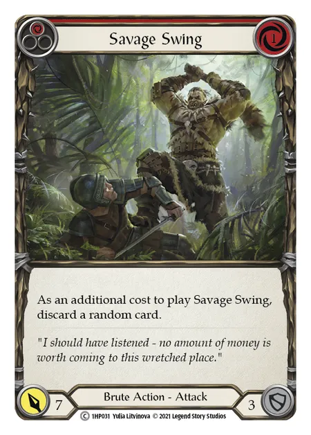 (1HP031) Flesh & Blood TCG History Pack 1 Single: Savage Swing (Red) (Regular) Common