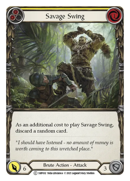(1HP032) Flesh & Blood TCG History Pack 1 Single: Savage Swing (Yellow) (Regular) Common