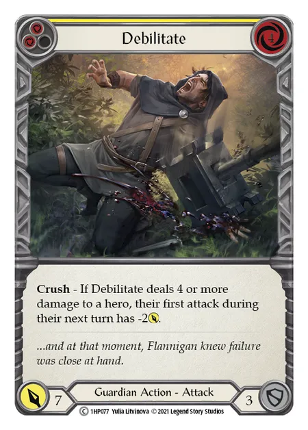 (1HP077) Flesh & Blood TCG History Pack 1 Single: Debilitate (Yellow) (Regular) Common