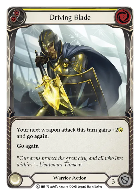 (1HP172) Flesh & Blood TCG History Pack 1 Single: Driving Blade (Yellow) (Regular) Common