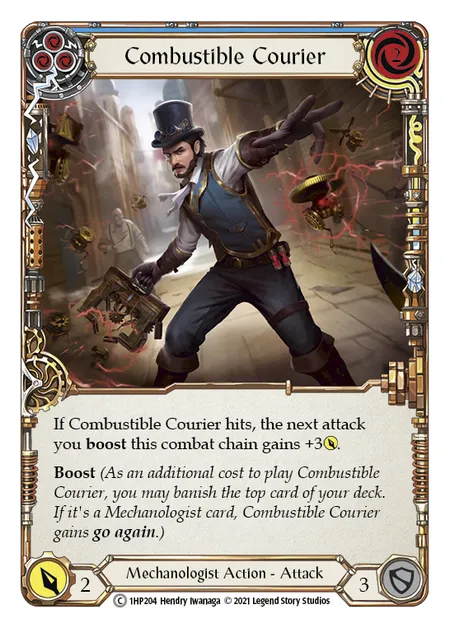 (1HP204) Flesh & Blood TCG History Pack 1 Single: Combustible Courier (Blue) (Regular) Common