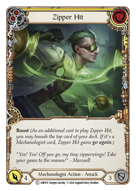 (1HP215) Flesh & Blood TCG History Pack 1 Single: Zipper Hit (Yellow) (Regular) Common