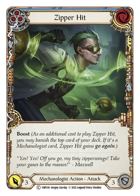 (1HP216) Flesh & Blood TCG History Pack 1 Single: Zipper Hit (Blue) (Regular) Common